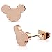 Rose Gold Plated Stainless Steel Tiny Mouse Silhouette Button Stud Post Earrings