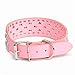 Pet Kingdom 20-24'' Rhinestone Studded Leather Dog Collar 4 Colors Crystal Rhinestone Dog Collar (Pink, Small)