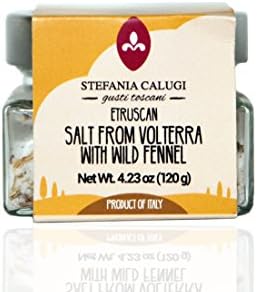 Italian Salt with Wild Fennel by Stefania Calugi 4.23Oz/120G. Imported Gourmet Table Salt from Volterra (Tuscany) with Mediteranean Wild Fennel