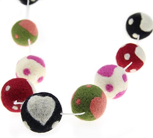 Zasy Felt Ball Garland Christmas Tree Ornament Balls Wool Pom Pom Children Party Hanging Decoration (5cm Heart)