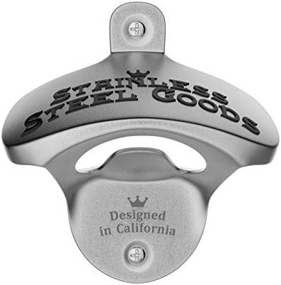 Stainless Steel Goods - Wall Mounted Beer Bottle Opener with 2" Screws Included - Silver &amp; Black