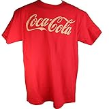 Coca Cola Gold Lettering Script Logo Red Tee Shirt XL