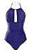 B2prity Women's Slimming One Piece Swimsuits Tummy Control Bathing Suit Halter Swimwear for Big Busted Curvy Woman C-Blue