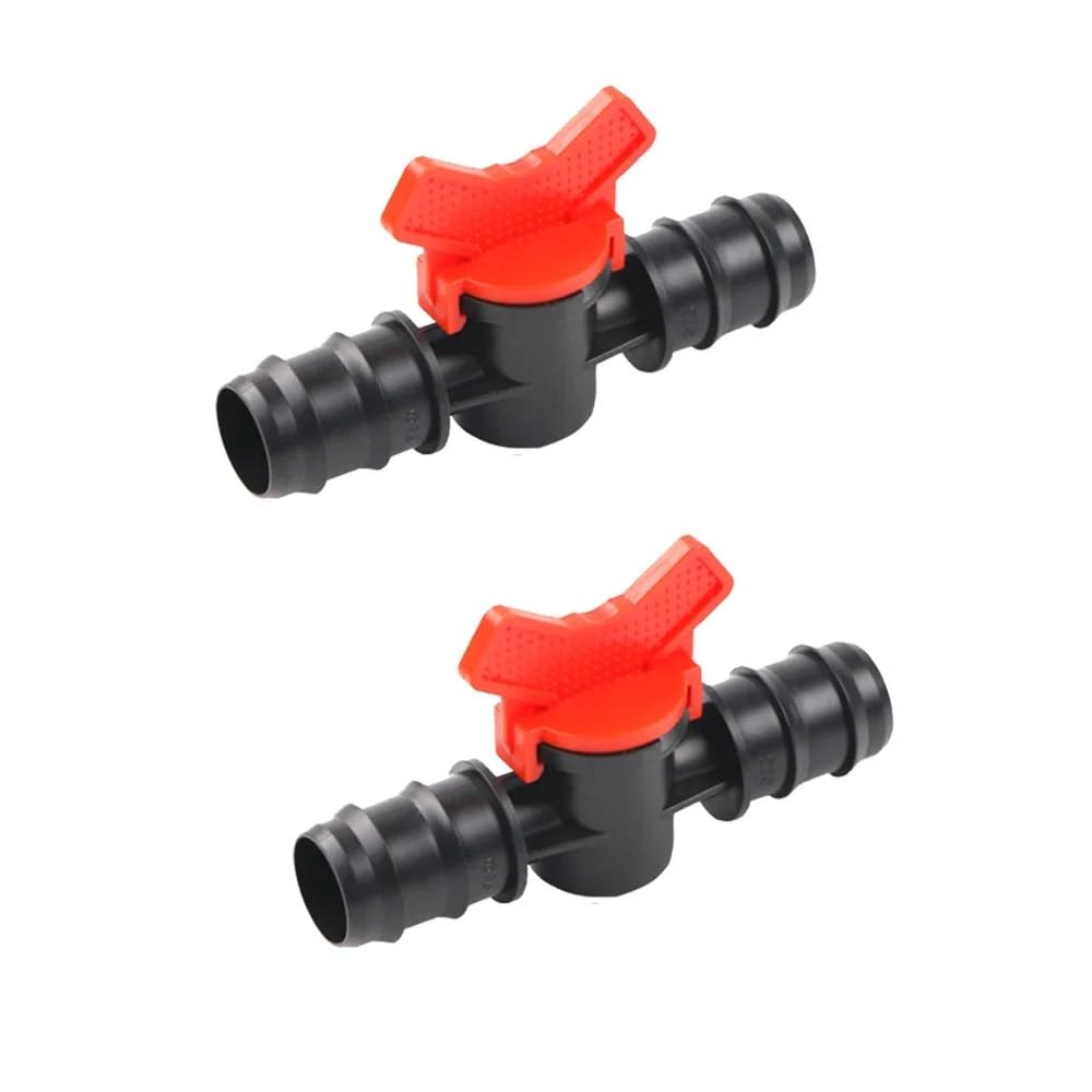 MiJunHD 2PCS Drip Irrigation Switch Valve,Plastic 25mm Double Barbed Shut-Off Valve for 25mm Hose Connection Drip Tubing,Used for Outdoor Garden, Aquarium,Fish Tank Control Water Flow