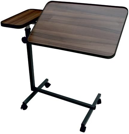 Kozee Komforts Overbed Table with Large Tiltable Table and Small Static Table with 4 Castors