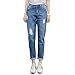 RieKet Boyfriend Distressed Jeans Women Slim Pants Juniors (US 4(Asia XL), Blue)