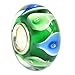 Sterling Silver Green Blue Lily Flower European Style Glass Bead Charm