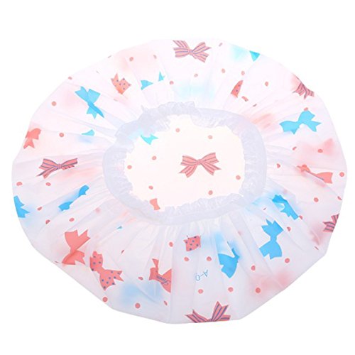 UNKE Fashion Lady Shower Cap Elastic Waterproof Plastic Shower Bathing Salon Hair Cap