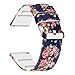 JIELIELE for 20mm Quick Release Sport Watch Bands, Soft Rubber Replacement Band Straps (Dark Blue Rose, 20mm)