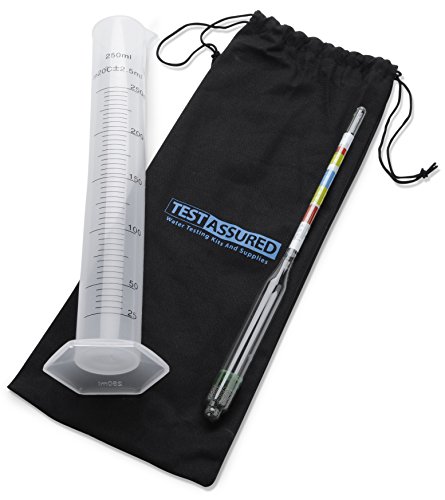 Easy To Use Hydrometer Kit For Homebrew Beer, Wine, Kombucha and more. Includes Hydrometer, Hydrometer Case, Measurement Vial and Carrying Bag