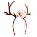 LUOEM Christmas Fawn Horn Headband Deer Antler Hair Hoop with Flowers Holiday Party Accessory (White)