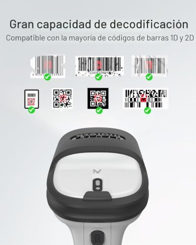 Inateck 2D Bluetooth Barcode Scanner, Portable 1D 2D Wireless USB Barcode Reader, 1 Charge 3 Months, Barcode Reader with AI, App and SDK, Fast and Accurate Scanning, BCST-72