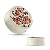 Copper Wire Tribal Floral Carved Organic Crocodile Wood Saddle Plugs Ear Plugs Gauges - Sold As Pair - 7 Sizes Available Up to 1