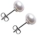 D'AMA Sterling Silver Stud Earrings, Button Freshwater Cultured Pearls AAA Quality (7.0-7.5mm)