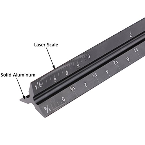 Architectural Scale Ruler Black Solid Aluminum Core Laser Etched