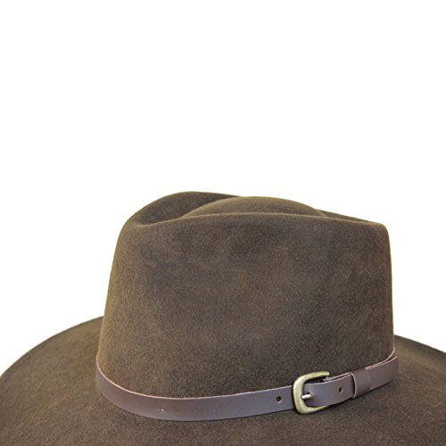 B&S Premium Lewis Wide Brim Fedora Hat 100 Wool Felt Water Resistant Leather Band