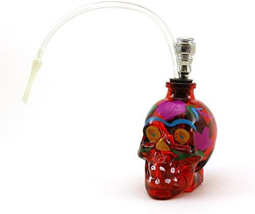 Single Hose 5.5" Mini Skull Hookah with Hand Paint Decoration Patterns (Red)