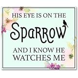 African American Expressions - Mothers Day Gifts for Mom, Wall Plaque, Eye on the Sparrow Floral, 12 x 10 Inch, CHWP-40