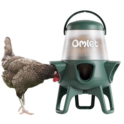 Omlet Futtersparender Hühnerfutterautomat für Hühnerstall | 5kg Anti-Verschüttung Geflügel Futterspender | 5 Futteröffnungen | Füttert 6 Hühner 7 Tage