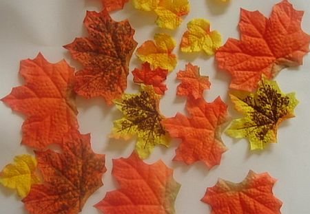 50 Artificial Fall Maple Leaves in Varied Colors