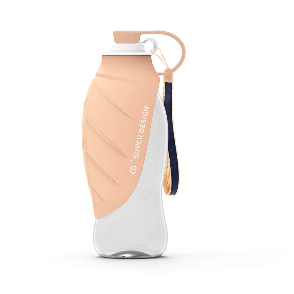 BePetMia Water Bottle Travel Portable for Dogs, Lid Can Be Used As Drinking Bowl, Dog Drinking Bottle In Silicone For Outdoor Use, 580 ml (Orange)