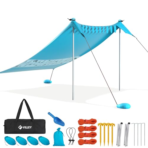 VILLEY Beach Canopy UPF50+ UV Protection 2m x 2.4m Lycra Tent for Picnics and Fishing