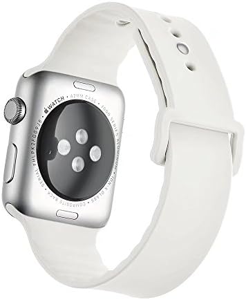 Silicone Sports White Watch Band for Apple Watch iwatch 38mm Series 1/2 Bracelet Replacement. (White-38mm)