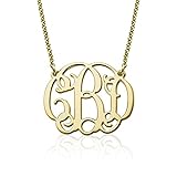 18k Yellow or Rose Gold Plated Silver Fancy Monogram Necklace - Custom Made Pendant with any Initials