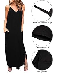 Aifer vestido largo de verano con estampado floral y cuello en V, con bolsillos, para mujer