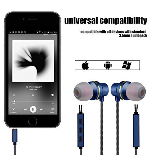 Ear Buds Wired Earphones Earbuds with Remote and Mic 3.5mm in Ear Earbud Headphones with Microphone and Volume Control Stereo Noise Isolating Compatible Android Cell Phones,Samsung,HTC,MP3