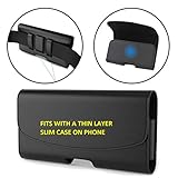For Motorola Moto Z Force DROID Edition, Moto Z Play DROID, Moto Z2 Force, Moto Z2 Play, Z Play (2nd Gen), Premium Leather KP Pouch Case Holster with Belt Clip & Loops Fits thin Layer case on phone