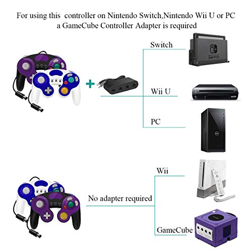 YAEYE Gamecube Controller with Turbo and Vibrate,No Lag/Driver,2 Pack Classic Wired Switch Gamecube Controllers for Nintendo Switch/Wii U/Wii/PC(Black and White)
