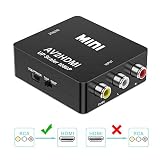 KLKE RCA to HDMI Converter 1080P Mini CVBS to HDMI Composite Video Audio Converter AV to HDMI Converter Supports NTSC PC Laptop Xbox PS4 PS3 TV STB VHS VCR Camera DVD