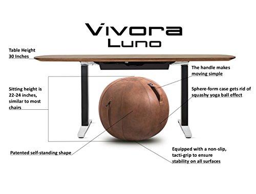 Vivora Luno - Self-Standing Sitting Ball Chair for Home, Office, Yoga, Exercise, Stability, Fitness, and Birthing ball, With Pump and Handle, Base Ring Not Needed