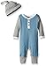 Burt's Bees Baby baby-boys Matelasse Organic Baby Kimono One Piece Jumpsuit, atlantic, 24 Months