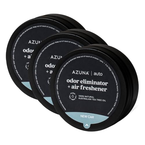 Azuna Car Air Freshener & Auto Odor Eliminator Pods Trio | New Car Scent | Plant Powered by 100% Australian Tea Tree Oil | Long Lasting and No harsh chemicals | Made in USA | 3 Pack of 2oz Pods