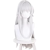 XiongXiongLe Long Straight White Wig for Women Cosplay Heat Resistant Synthetic Hair Replacement Wig Adult Cos Anime Game Party Halloween Christmas