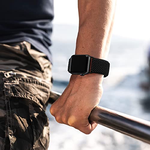 Lerobo Elastic Band Compatible with Apple Watch Band 44mm 45mm 42mm 49mm 46mm Men Nylon Solo Loop Sport Strap for iWatch Ultra 3 2 1 SE SE2 SE3 Band iWatch Series 11 10 9 8 7 6 5 4 3 2 1 Women, Black