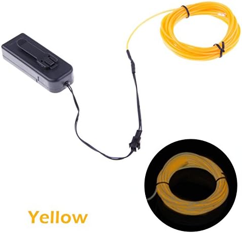 3m/9ft Dasheng Flexible Neon El Wire Flashing Light with 3V Battery Controller for Party Decoration Yellow