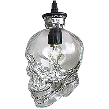 CLFINE Glass Skull Industrial Vintage Retro Style Pendant Light Fixture, Hanging Ceiling Light Chandelier Skull Lamp Fixturel for Café Bedroom Living Room Balcony Restaurant bar Home (1-Lihgt)
