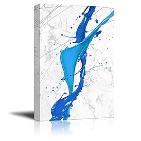 Canvas Wall Art - Abstract Blue Acrylic Paint Splash - Giclee Print Gallery Wrap Modern Home Art Ready to Hang - 12x18 inches