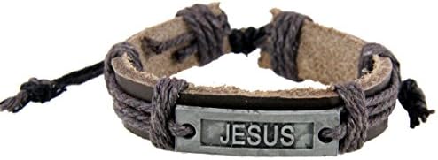4030522 Jesus Leather Bracelet Christian Scripture Name of Jesus Bible Religious