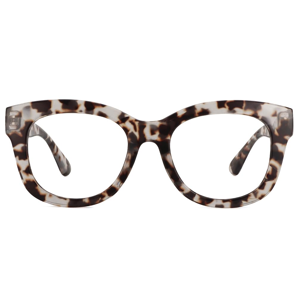 YOBOCO Oversized Reading Glasses 1.5 Women Ladies Chunky Readers Men, Designer Large Reading Glasses 1.5+ Womens, Tortoise Grey