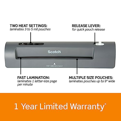 Scotch TL901X Thermal Laminator, 1 Laminating Machine, Gray, Laminate
