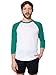 American Apparel Unisex Poly-Cotton 3/4 Sleeve Raglan Shirt, White/Evergreen, X-Large