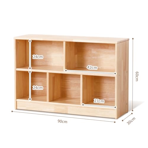 OOOK Solid Wood Storage Unit Toy Storage Unit for Children's Bedroom Playroom (Rubber Wood)