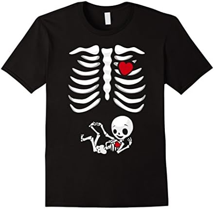 Mens Pregnant Halloween T-Shirts - X-Ray Skeleton Child Baby Boy XL Black