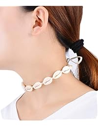 Sunscsc, collar estilo gargantilla, cuerda de terciopelo y caracoles blancos de playa, hecho a mano