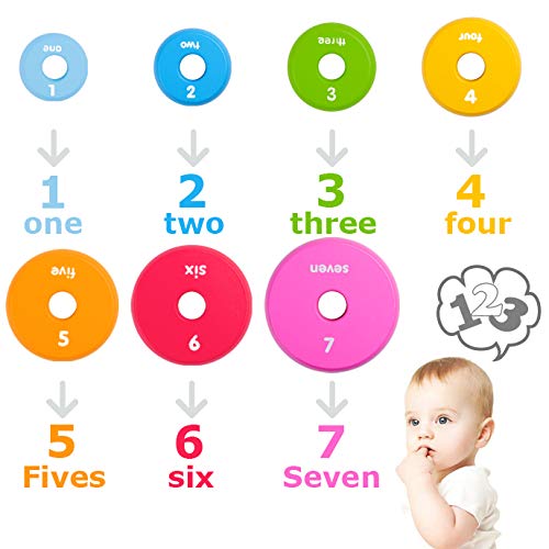 Wooden Ring Stacking Toy for Kids Best Birthday Christmas Gifts for 1 2 3 4 Year Old Boy Girl Toddler Toys Rainbow Tower Wooden Stacking Toy Rainbow Stacker for Baby and Toddlers 18M +(8x3 INCH)