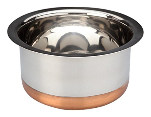 Bhalaria - 182162 Copper Bottom Stainless Steel Tope, 1000 Ml